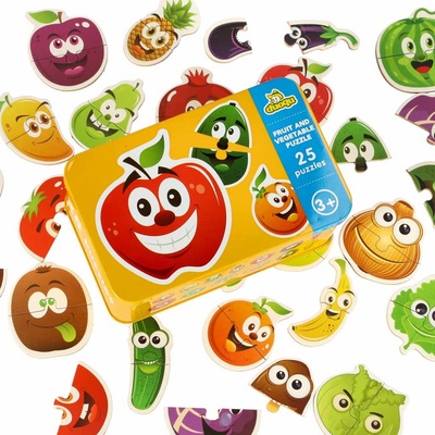 KIK Ovocné/zeleninové plechové puzzle 25 skládaček KX6019