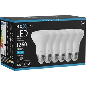 Mexen Nova 6x LED крушка E27, R63, 12W, Студена - 6500K, 1260 lm - L104-E27-1265-01x06 (L104-E27-1265-01x06)