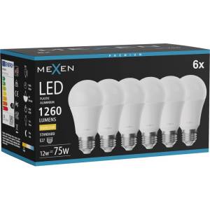 Mexen Nova 6x LED крушка E27, A60, 12W, Топла - 3000K, 1260 lm - L100-E27-1230-01x06 (L100-E27-1230-01x06)