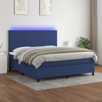vidaXL Боксспринг легло с матрак и LED, синьо, 180x200 см, плат (3134739)