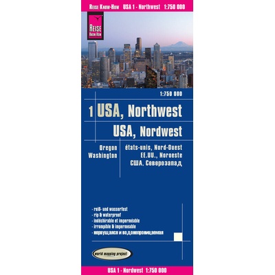 USA Pacific Northwest - Washington, Oregon 1:750.000 mapa RKH