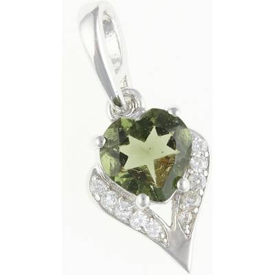 My Moldavite Stříbrný přívěsek s vltavínem a zirkony 265Z
