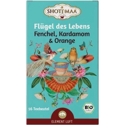 Shoti Maa Био чай Flügel des Lebens - копър, кардамон и портокал - 16 пакетчета чай