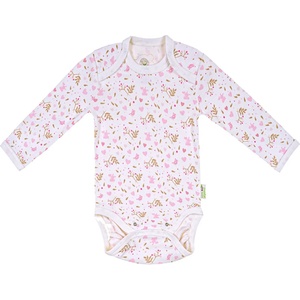 Bio Baby Боди с дълъг ръкав Bio Baby - органичен памук, 74 cm, 6-9 месеца, бяло-розово (97220133) - baby