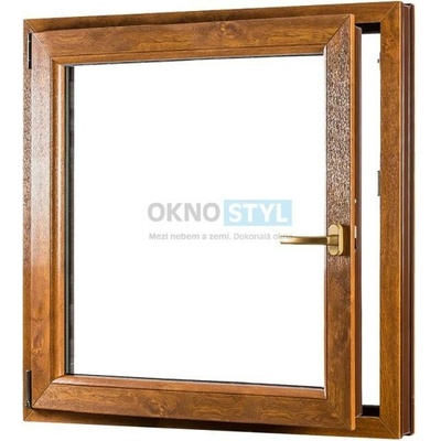 OKNOSTYL.cz jednokřídlé plastové okno otvíravo-sklopné levé REHAU 9500 x 11000 mm Bílá / Zlatý dub
