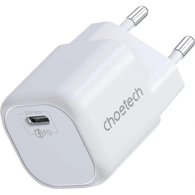 Choetech Захранване за ел. мрежа с USB-C изход с технология за бързо зареждане - Choetech USB-C PD Wall Charger 30W (бял) (PD5007)