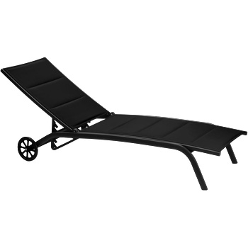 Horecano HG-Шезлонг 4 позиционен с колела 193x61xh30cm ЧЕРНО (40597TF-WHEEL-B) (0195145)