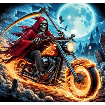 Norimpex - Puzzle Diamant painting: Skeleton on a motorcycle 30x40cm - 1 - 39 piese
