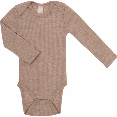 Merino body detské dlhý rukáv hnedé powder melange Smallstuff