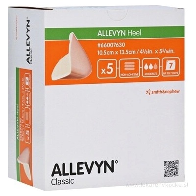 ALLEVYN Heel Krytí na rány 10,5x13,5 cm neadhezivní polyuretanové pěnové krytí 5 ks