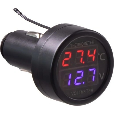 Digitální voltmetr s teploměrem do CL zásuvky, 12-24V | Zboží Auto