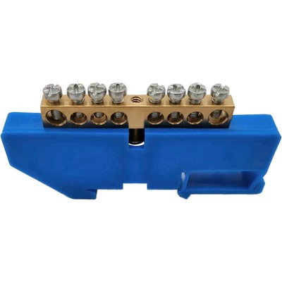 CB Elektro Zbernica zemniaca na DIN lištu (mostík prepojovací) 8 otvorov max 16mm2 modrá (ORNO)