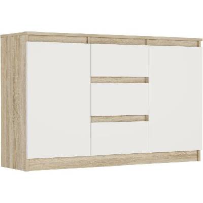 Framire Komoda sonoma mix bílá 120 x 76 x 33 cm R-120-S3