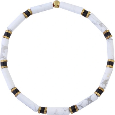 Manoki Luxusní pánský náramek Antonio Gold bílý howlit, zlatý hematit X-BA1234GW/23 Bílá/čirá 23 cm