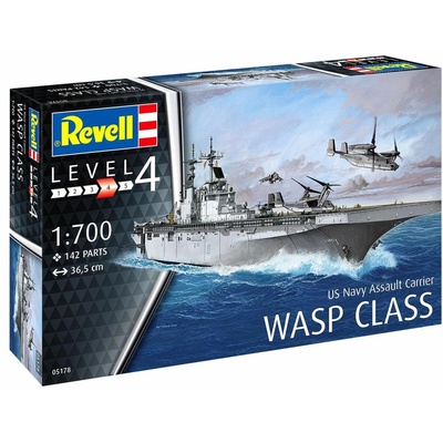 Revell Сглобяем модел, Revell, Американски щурмови кораб USS Wasp Class, 142 части (R05178)