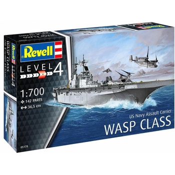 Revell Сглобяем модел, Revell, Американски щурмови кораб USS Wasp Class, 142 части (R05178)