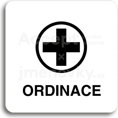ACCEPT Piktogram ordinace VI - bílá tabulka - černý tisk bez rámečku
