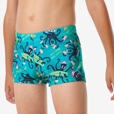 Decathlon Chlapčenské boxerkové plavky Fiti Fun tyrkysové
