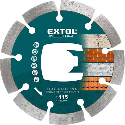 Diamantový řezný kotouč segmentový Grab Cut 115 × 22,2 × 2 mm EXTOL INDUSTRIAL 8703031