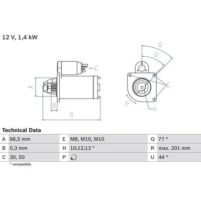 BOSCH 0 986 022 800 Startér (0986022800)