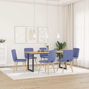 vidaXL Трапезни столове, 6 бр, дънково сини, текстил (3315577)