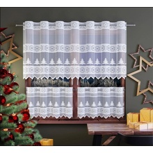 Záclona žakárová, Vianočná hviezda a stromčeky vitrážka metráž, biela 60 cm