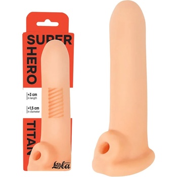 Пенис уголемител, вътрешен релеф и пръстен, 16, 5см. - Super Hero Titan Flesh (7018-01LOLA)