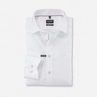 Olymp Luxor Modern fit košel'a s ružovými gombíkmi Non-iron biela
