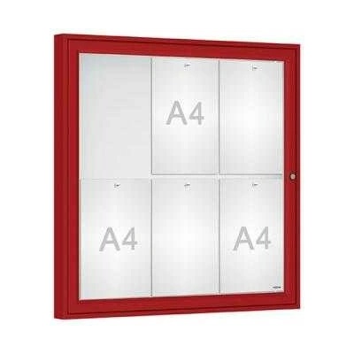 PROCITY Vonkajšia vitrína Classique, 6 x A4, plexi, červena