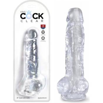 Image 1 of Топ дилдо с тестиси в прозрачен цвят, 22, 2см. - King Cock Clear (PIPE575620)