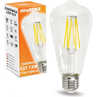 Berge LED žárovka E27 ST64 12W neutrální bílá MZ0233