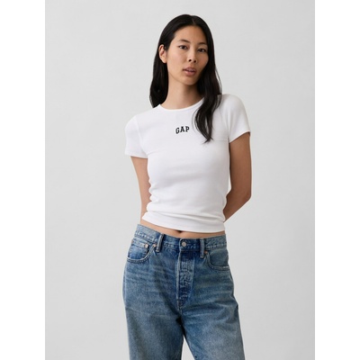 GAP Ребрести тениска с лого GAP GAP | Byal | ЖЕНИ | L