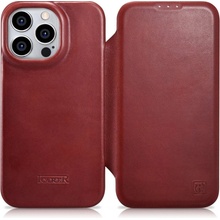 ICarer CE Oil Wax Premium Leather Folio Case pre iPhone 14 Pro Max Flip Magnetic MagSafe Red (AKI14220708-RD)