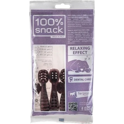Ferplast Snack Fillable - Toothbrush Melissa Medium - Натурални и вегетариански дентални стикове във форма на четка за зъби за кучета с маточина, 88 гр