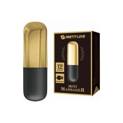 Boss of Toys Pretty Love Golden Rechargeable Mini Bullet Massager - 12 Modes, USB, Gold
