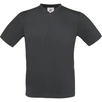B&C tričko Exact V-Neck výstřihem do V krátký rukáv šedé tmavé