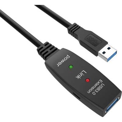 VCOM Кабел удължение USB 3.0 AM / AF Active Extension Cable 5M Black - CU827A-5.0m (CU827A-5.0m)