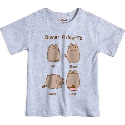 E plus M Dívčí tričko Pusheen Šedá Růžová