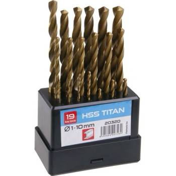 Levior vrták do kovu HSS TITAN sada 19ks 1-10mm po 0,5mm