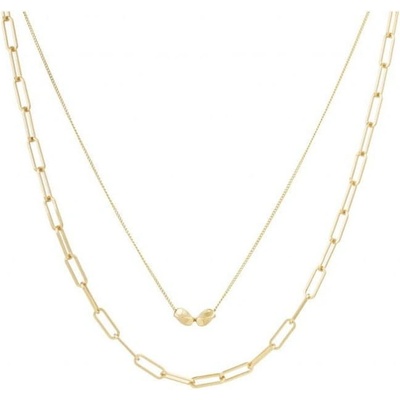 Biju Pozlacený řetízek 14k zlatem dvojřadý, kombinace dvou řetízků se dvěma zakroucenými korálky 3001542