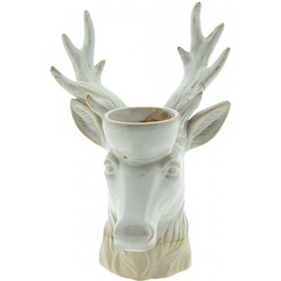 Béžový porcelánový svícen na cajovou svícku Jelen Gerjen – 15x12x21 cm