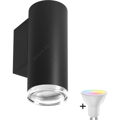 Polux LED RGBW димируемо стеннo осветително тяло за баня TURYN 1xGU10/6W/230V IP44 черно (LEDSA1886)