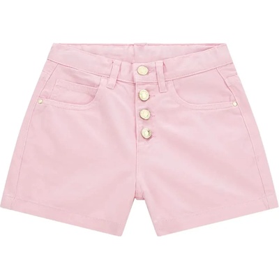Guess Къси панталони за момиче туил в нежен розов цвят с надпис от кристали Guess