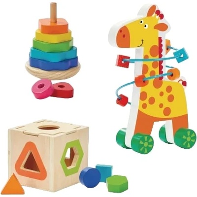 Acool Toy Дървен комплект Acool Toy - Лабиринт с жираф и сортери (ACT33)