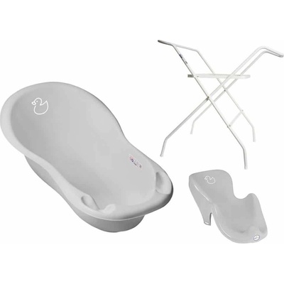 Tega Vanička na kúpanie 102 cm so stojanom a podložkou sivá