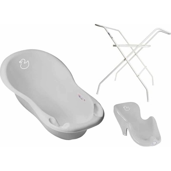 Tega Vanička na kúpanie 102 cm so stojanom a podložkou sivá