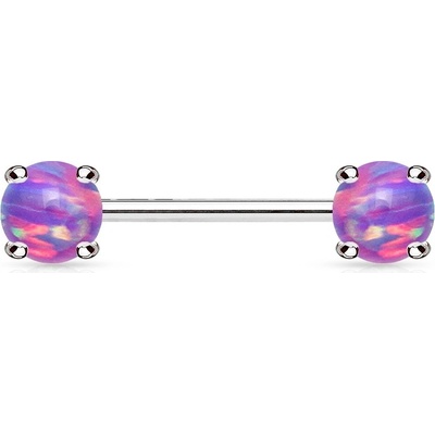 Šperky4U piercing do bradavky fialové opály BR01023-A