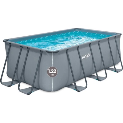 FunSicle P4130748E0EU Басейн Oasis метална рамка правоъгълен СИВ 4x2х1.22 m с филтър и стълба (P4130748E0EU)