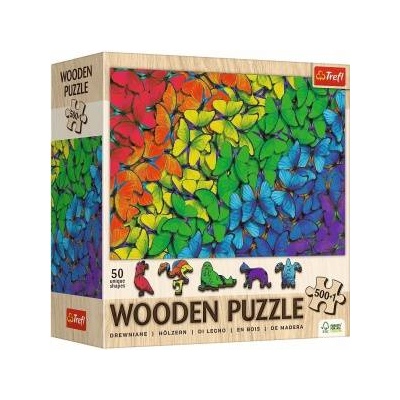 Trefl Wooden Puzzle 500+1 Rainbow Butterflies TREFL