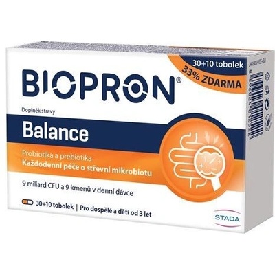Biopron Balance probiotiká a prebiotiká pre každodennú starostlivosť o črevnú mikrobiotu 30+10 toboliek